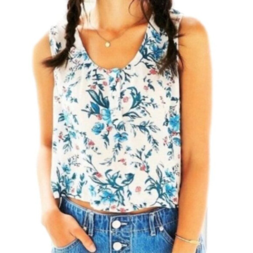 Urban Outfitters Women's Tank Top Floral Crop Small Boho Chic Festival Tropical